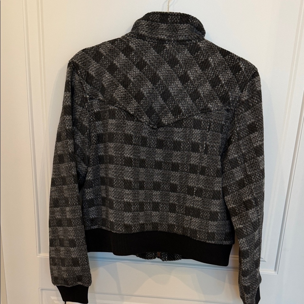 Women's Black and Gray Checkered Jacket - Picture 2 of 3